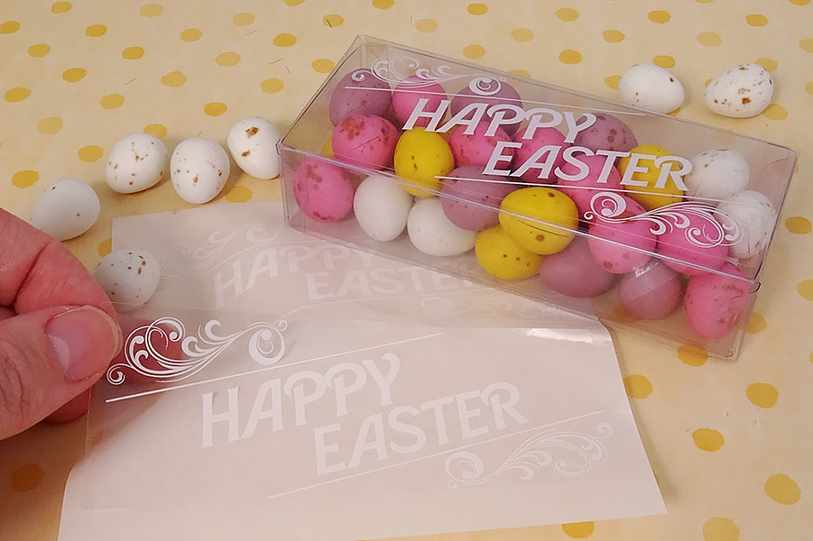 Happy-Easter-clear-sticker-white-ink-label