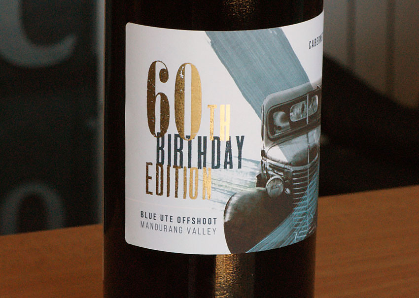 60th Birthday metallic gold wine label