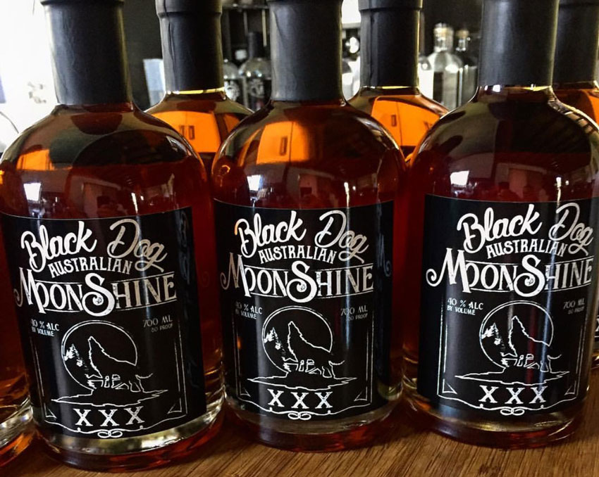 Black Dog Moonshine labels